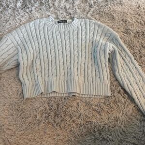 Cable Knit Sweater in Light Gray